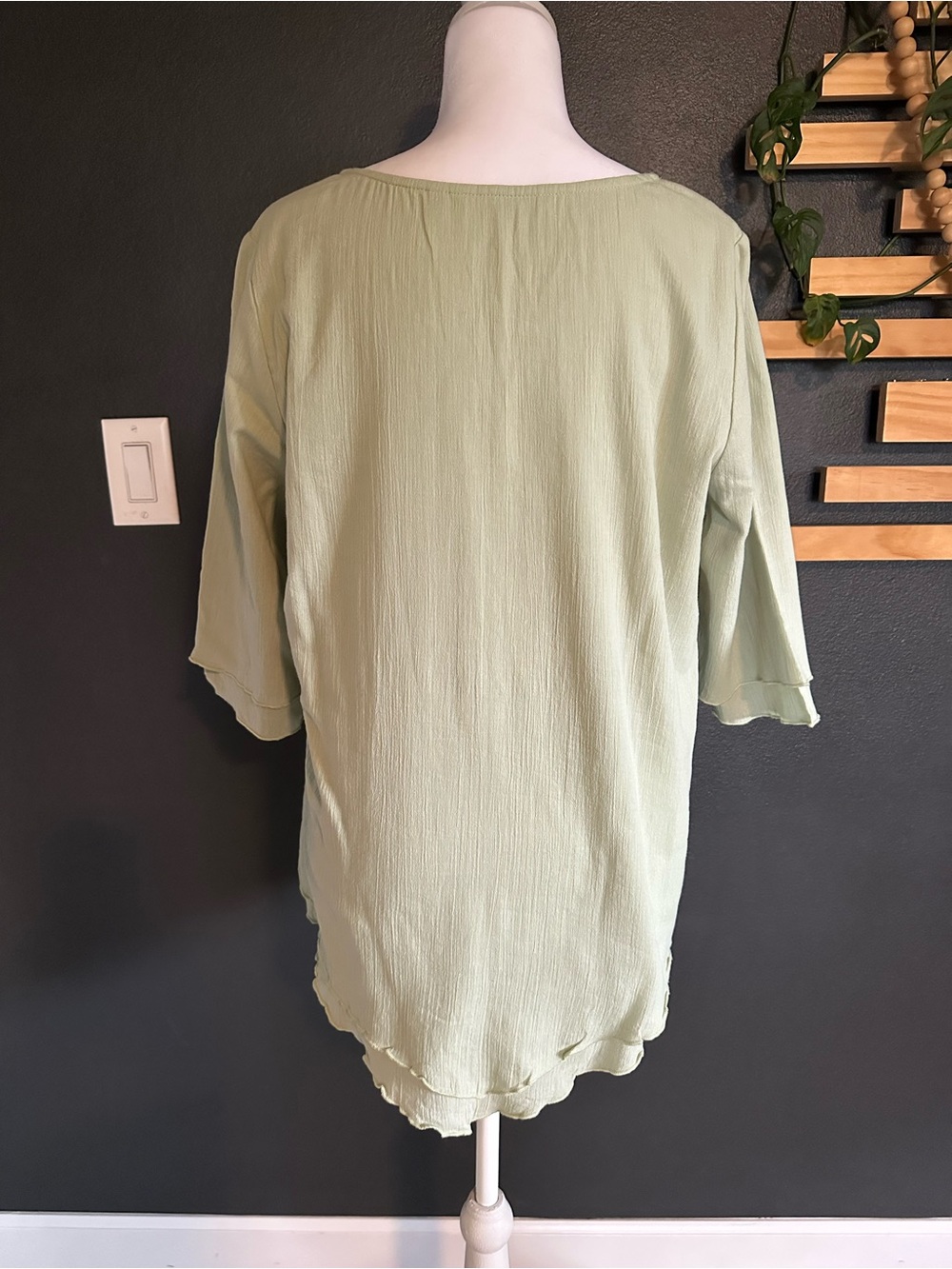 Soft Surroundings Siesta Key Tunic S Sage Green Double Layer Cotton Gauze Top - Picture 7 of 10
